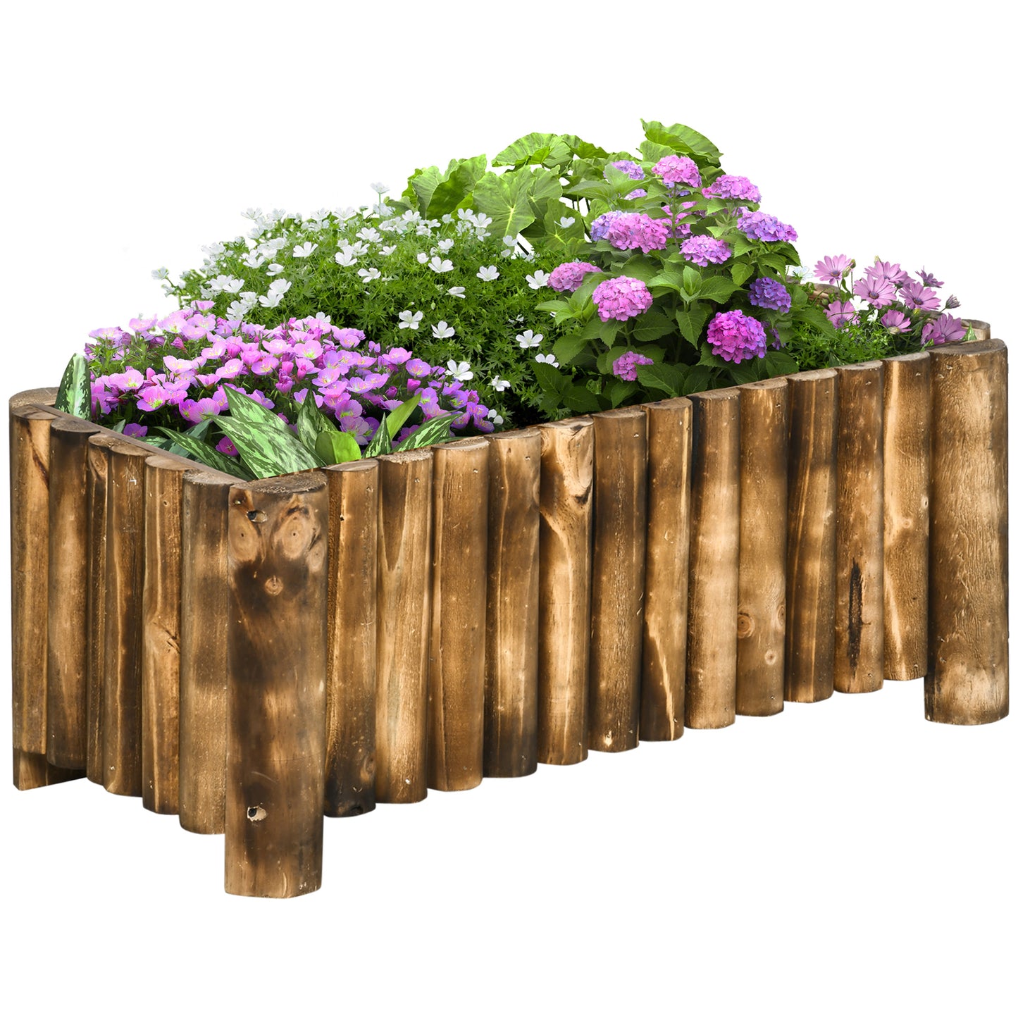 Plant Stand, Outdoor Plant Stand, Wooden Planter Box, Rectangular Herb, 78L x 35W x 30H cm, Brown, Natural Wood, Outsunny, 1