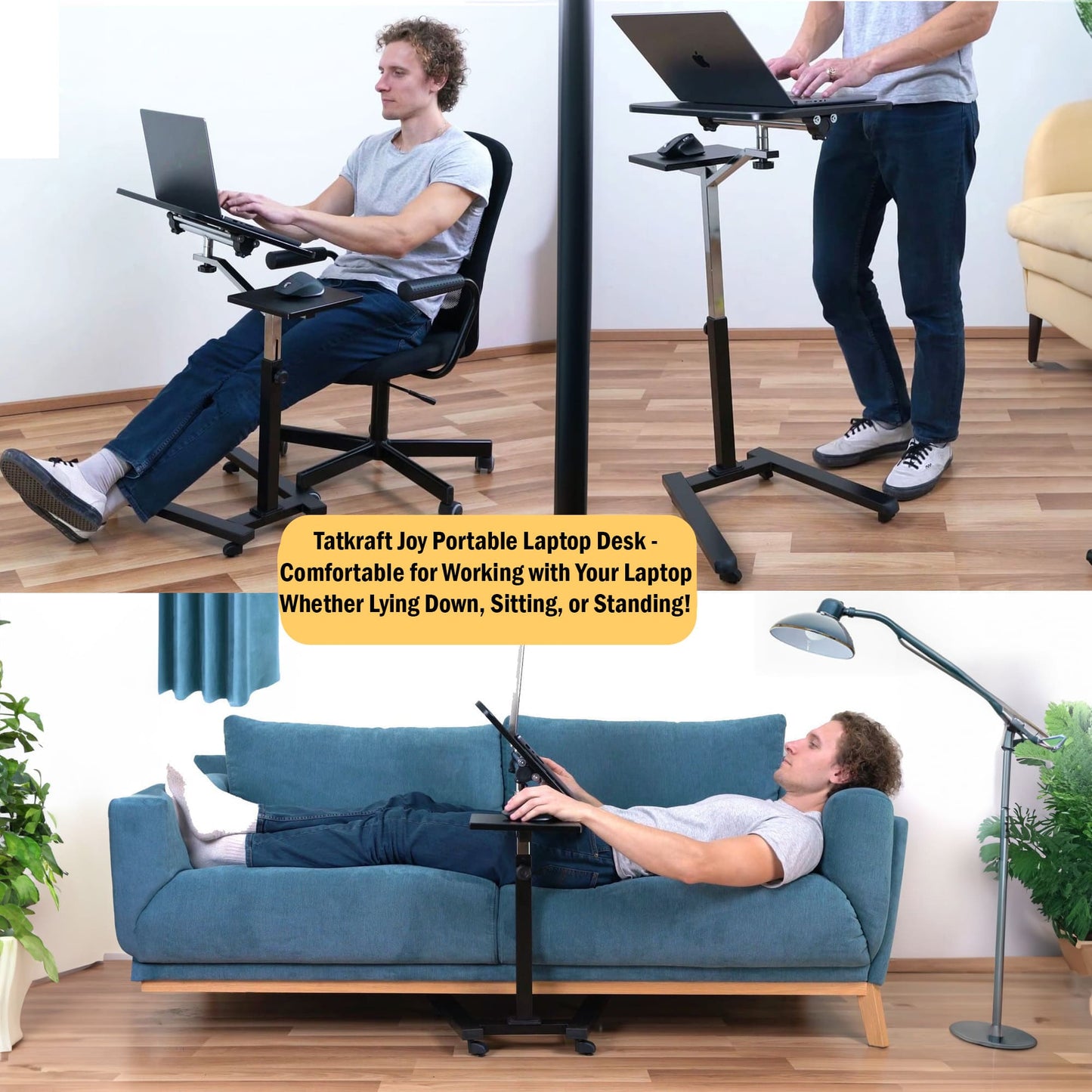 Laptop Table, Sofa Desk, Laptop Bed Table, with Mouse Pad, Adjustable Laptop Table, Portable Laptop Table, Tatkraft Joy