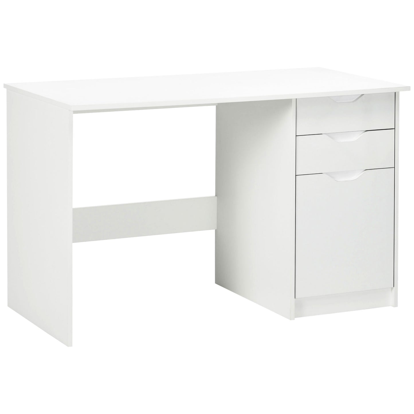 Computer Desk with Drawers, High Gloss Home Office Desk with Storage Cabinet, Study Workstation, 120 x 60cm, White, HOMCOM, 1