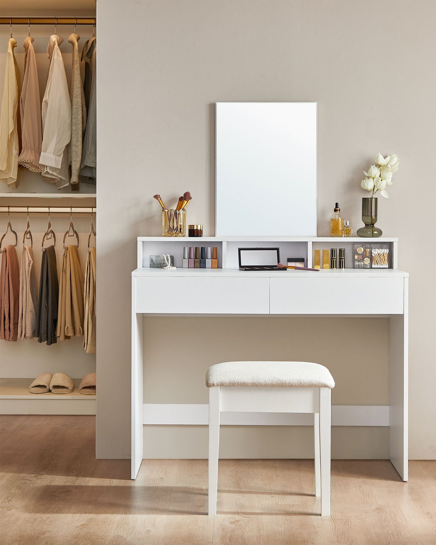 Dressing Table, Large Rectangular Mirror, Vanity Table, Vasagle, 8
