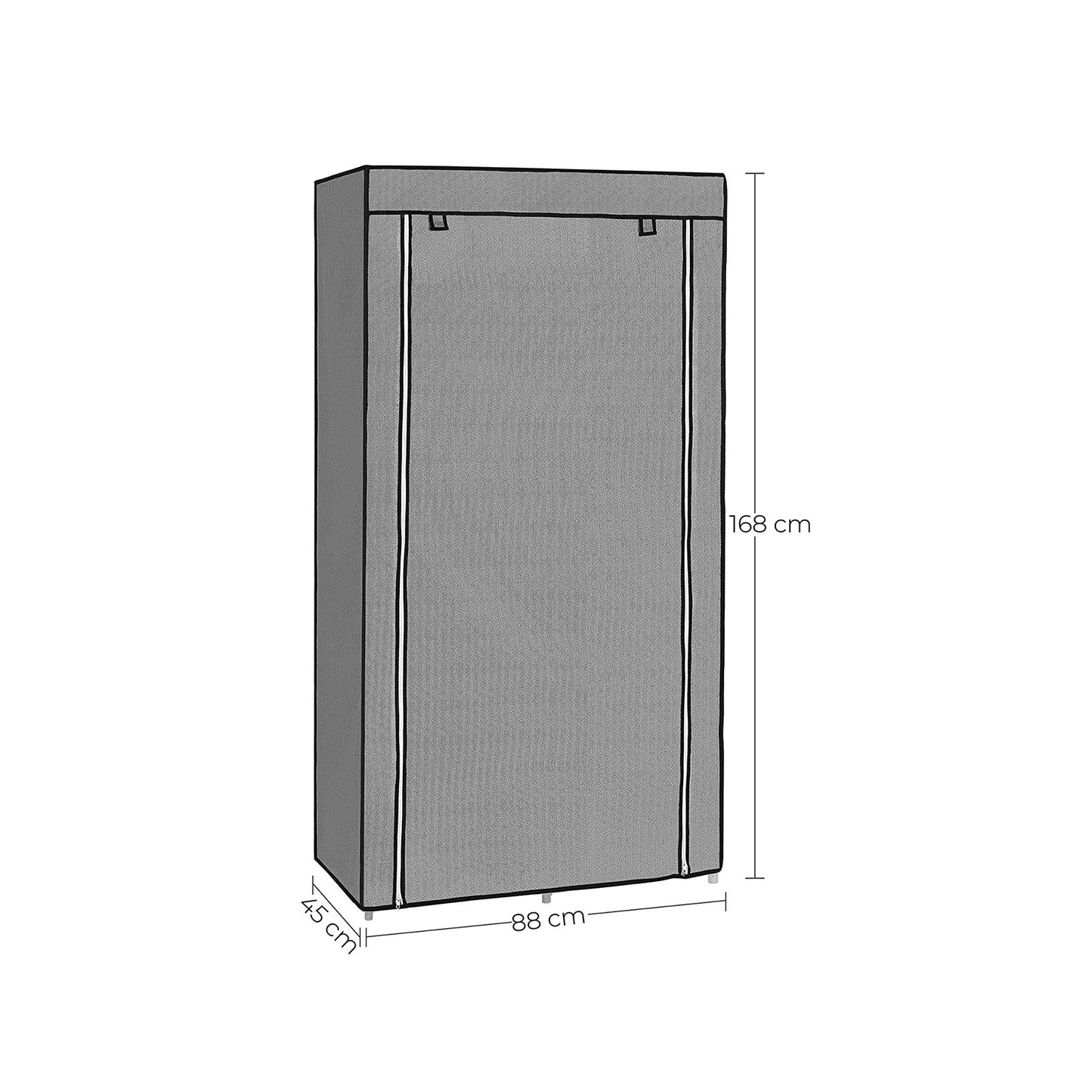 Fabric Wardrobe, Clothes Storage Organiser, 6 Shelves, Grey, 7