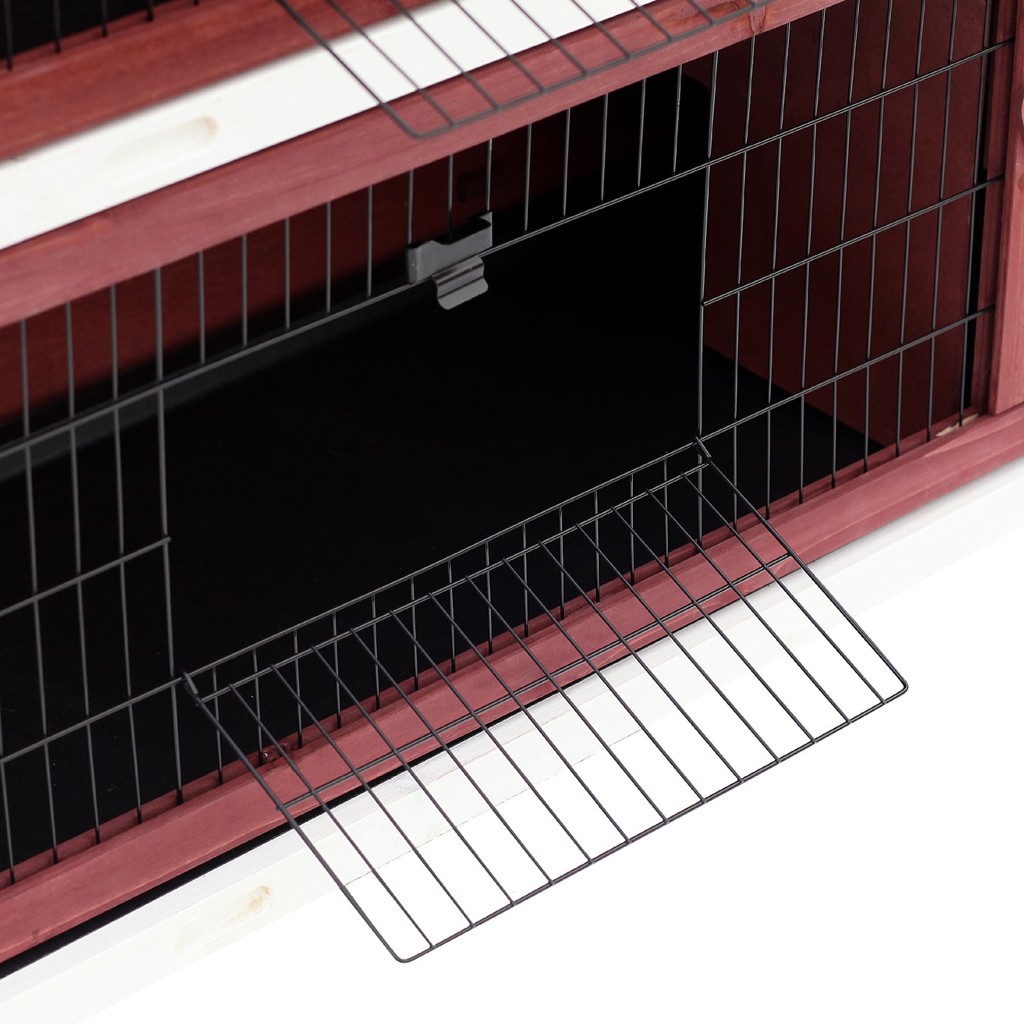 Two Floors Wooden Rabbit Hutch, Rabbit Cage, Guinea Pig Cage, Bunny House Cage, 136.4x50x93cm, Brown, white, Pawhut, 9