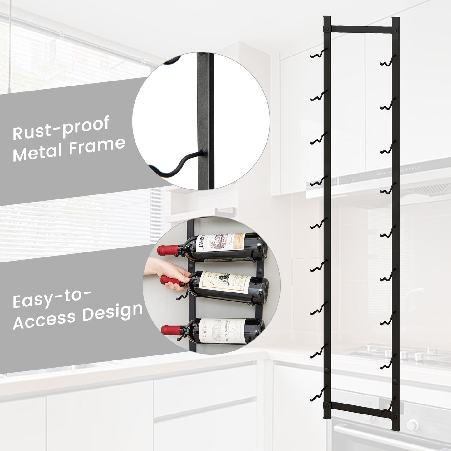 Wall Mounted Metal Wine Rack Organizer for Liquor and Champagne-M, Costway, 11
