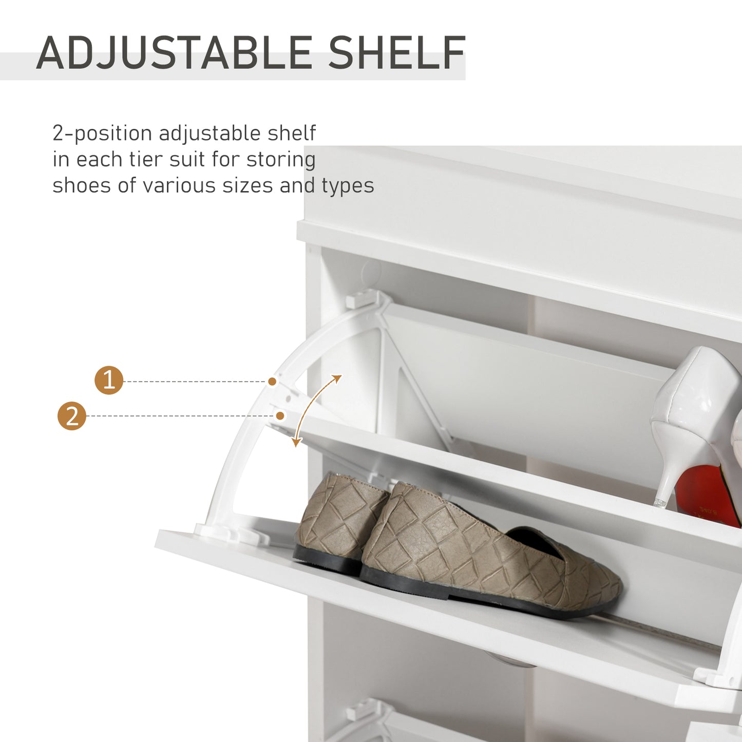 Shoe Cabinet with 4 Flip Drawers Wood Tipping Bucket Narrow Storage Cupboard with Adjustable Shelf Hall Organizer for Entrance Foyer White, HOMCOM, 4
