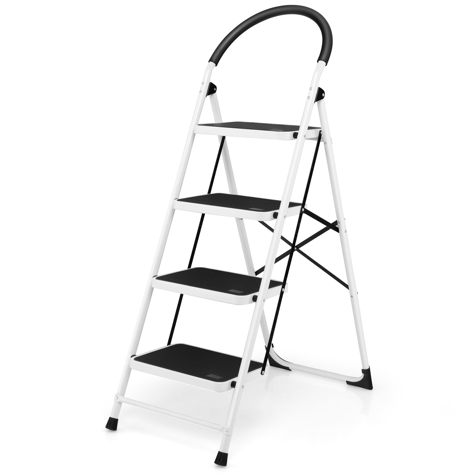 Step Ladder, 4 Step Ladder , Folding Step Ladder, Folding Anti Slip Ladder with Extra Wide Platform, Costway, 1