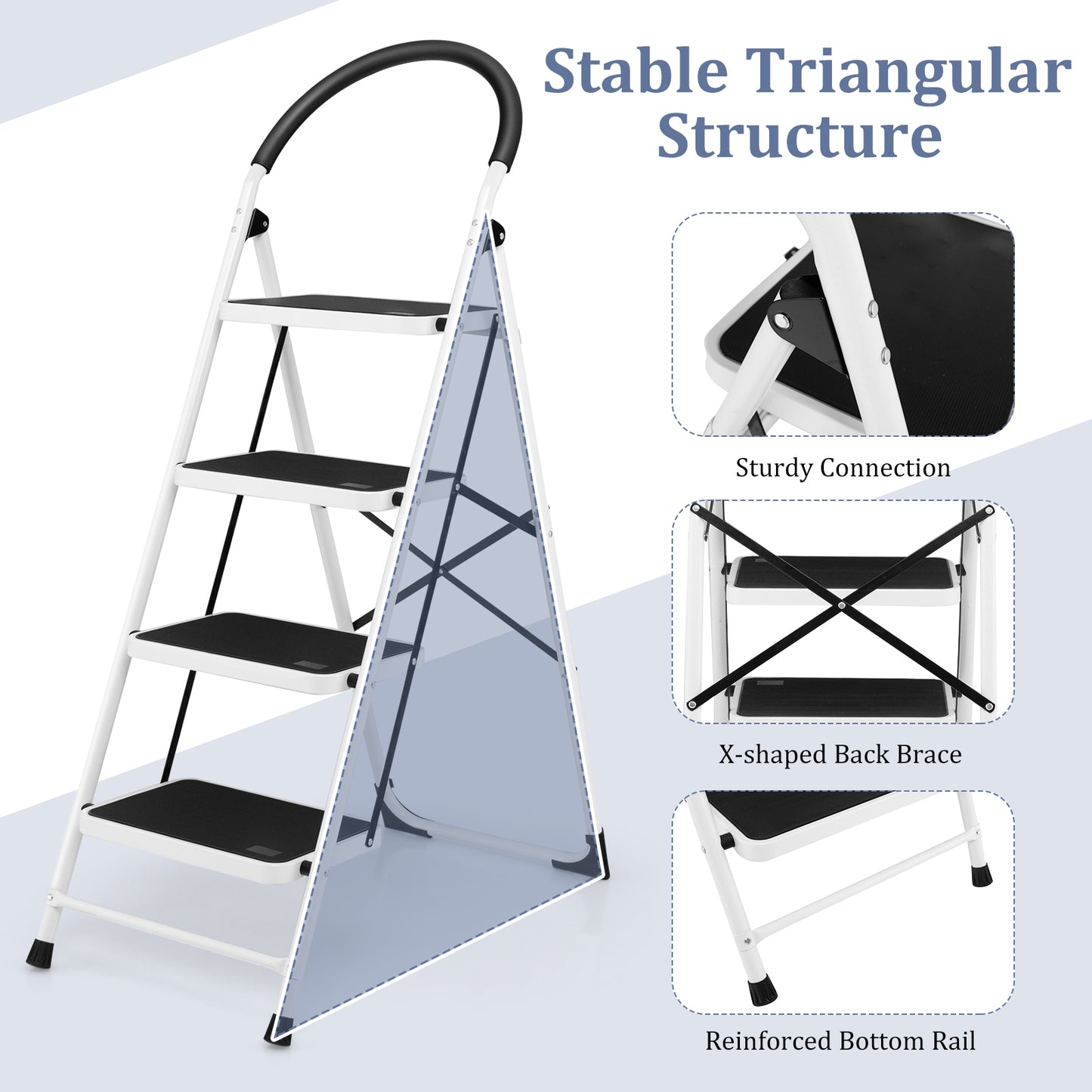 Step Ladder, 4 Step Ladder , Folding Step Ladder, Folding Anti Slip Ladder with Extra Wide Platform, Costway, 2
