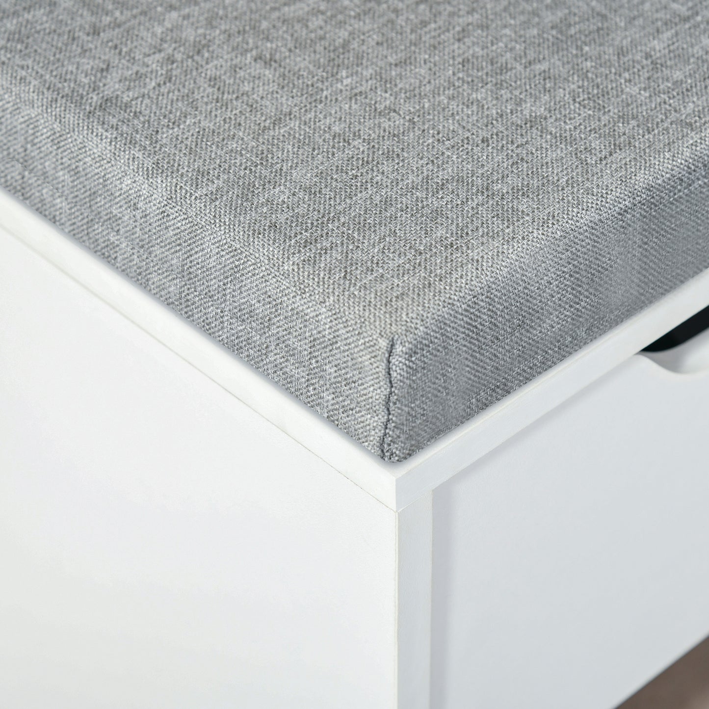 Shoe Bench with Seat Cushion Shoe Storage Cabinet with 7 Compartments Drawer Adjustable Shelves for Entryway Hallway Living Room White and Grey, HOMCOM, 7