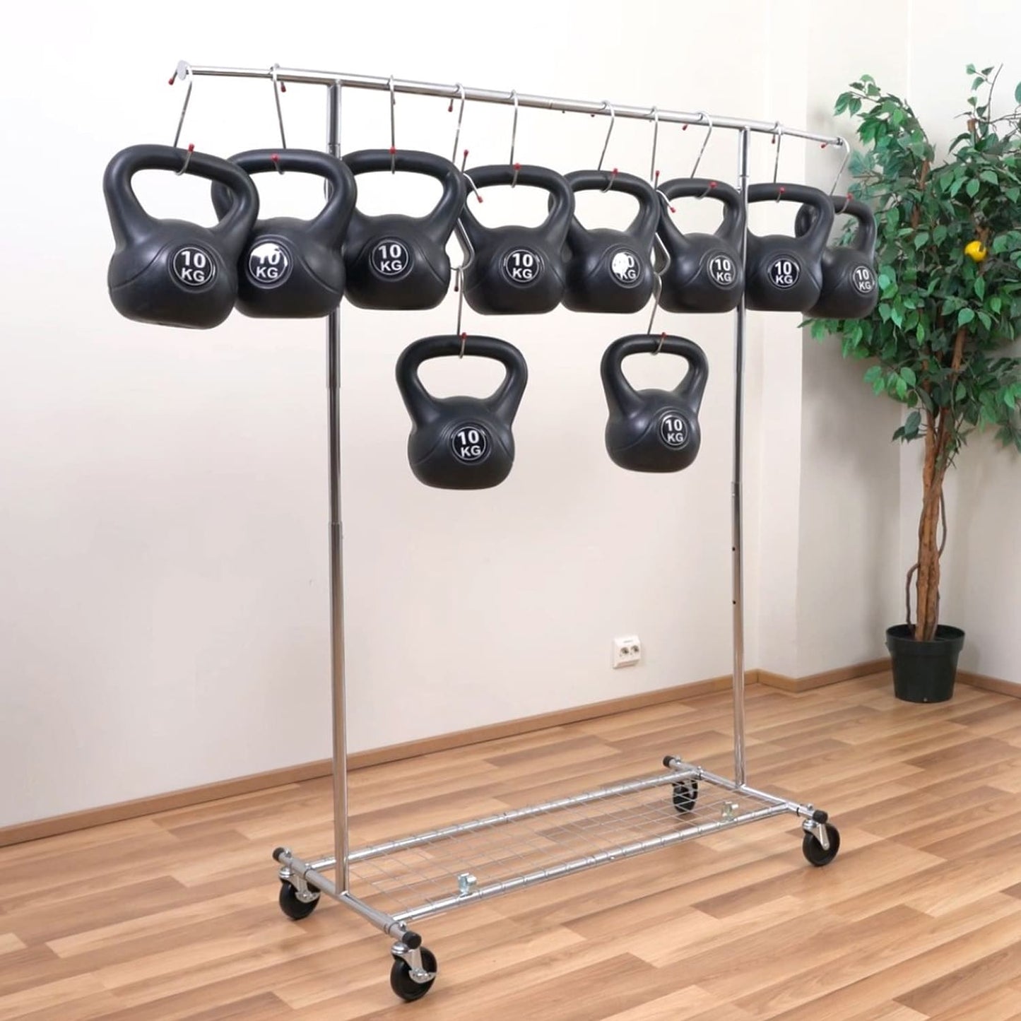 Heavy Duty Clothes Rail, Industrial Clothes Rail, Hanging, Extendable Clothes Rail, Foldable, on Wheels, Tatkraft Duncan, 4