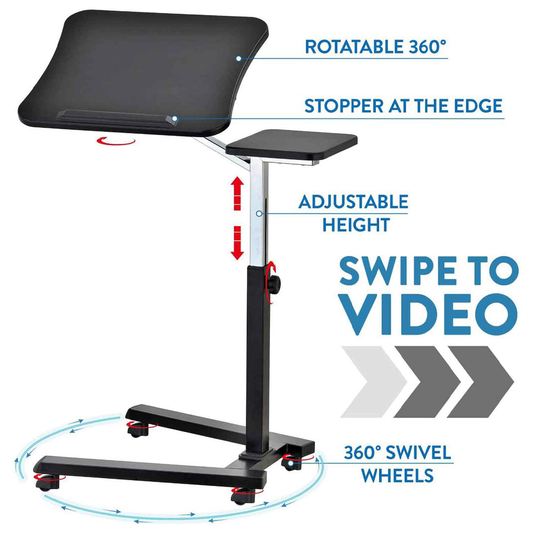 Laptop Table, Sofa Desk, Laptop Bed Table, Adjustable Laptop Table, Portable Laptop Table, on wheels, Tatkraft Joy, 5
