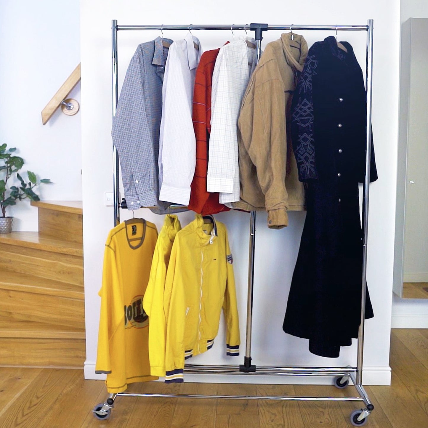 Clothes Rail, Clothes Rail Heavy Duty, Adjustable Clothes Rail, Clothes Rack with Wheels, Extendable, Tatkraft Marvel, 1