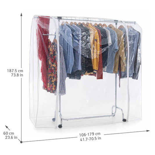 Tatkraft Falcon & Big - Sturdy and Big Clothes Rack, Clothes Rail with Cover, Wardrobe on Wheels, Easy to Assemble