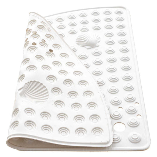 Corner Shower Mat, 58 x 58 cm, Curved Non Slip Shower Mat, Made in Italy, White, Tatkraft Shell , 1