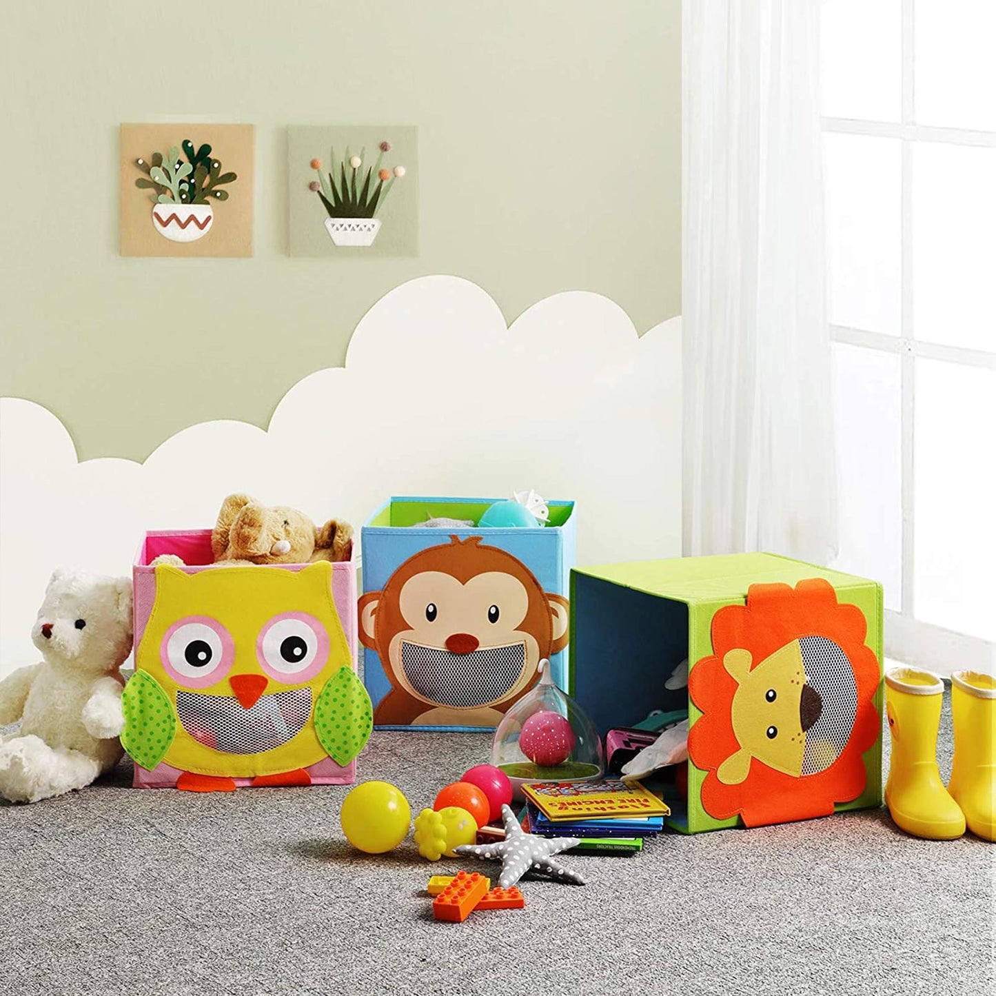 Storage Box Set of 3, Toy Boxes, Toy Organiser, Foldable Cubes, 3