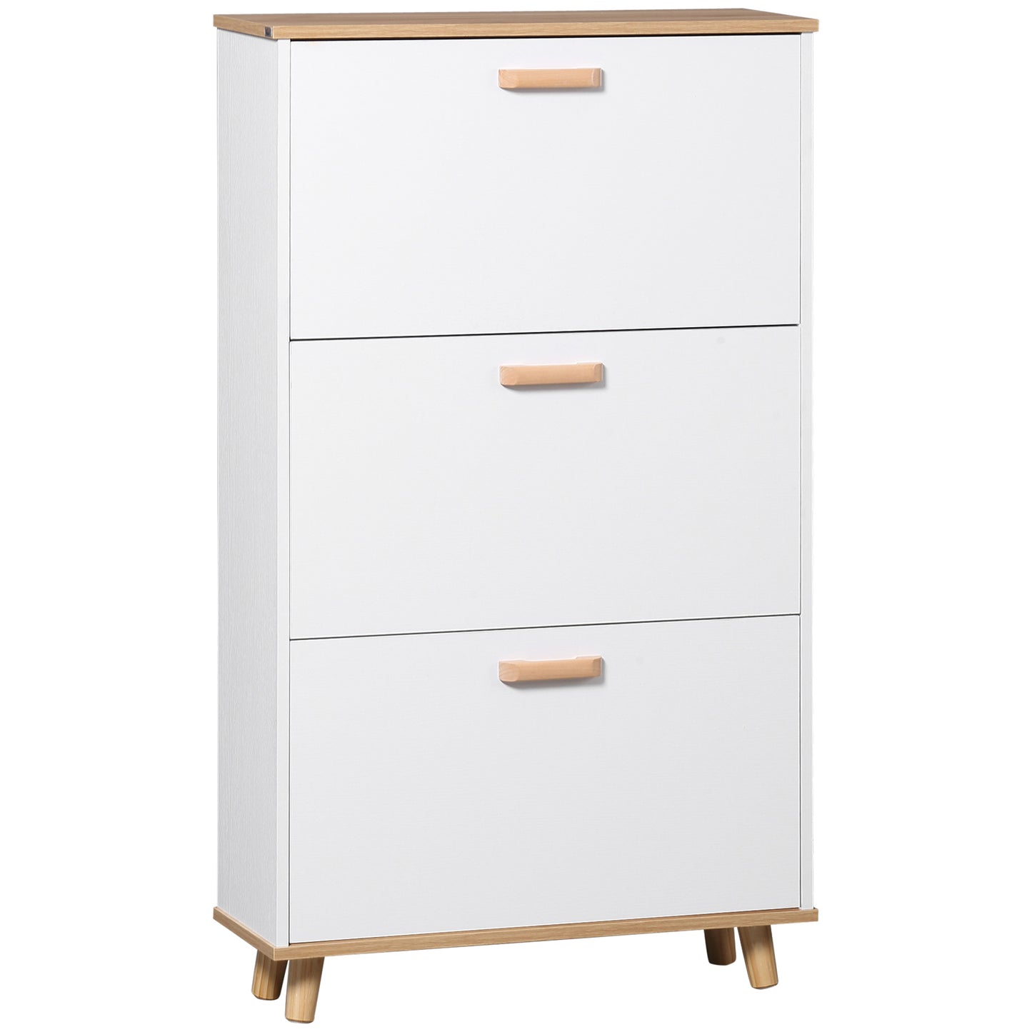 Narrow Shoe Cabinet, Slim Shoe Storage Cabinet with 3 Flip Drawers and Adjustable Shelves, 12 Pair of Shoes Organizer for Hallway, Entryway, White, HOMCOM, 1