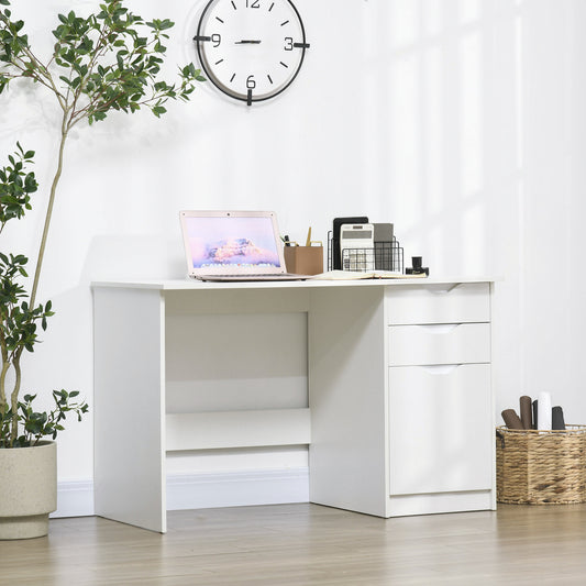 Computer Desk with Drawers, High Gloss Home Office Desk with Storage Cabinet, Study Workstation, 120 x 60cm, White, HOMCOM, 2