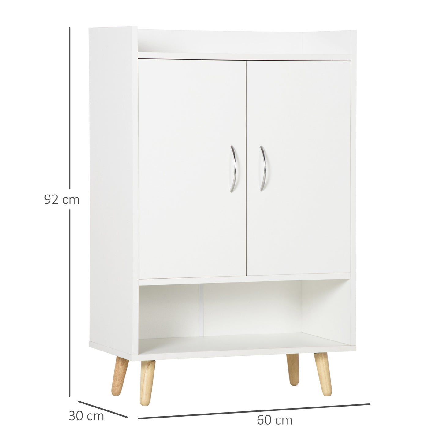 Modern Shoe Cabinet Storage Organizer with Doors and Shelves for Hallway & Entryway, 60L x 30W x 92Hcm, White, HOMCOM, 3