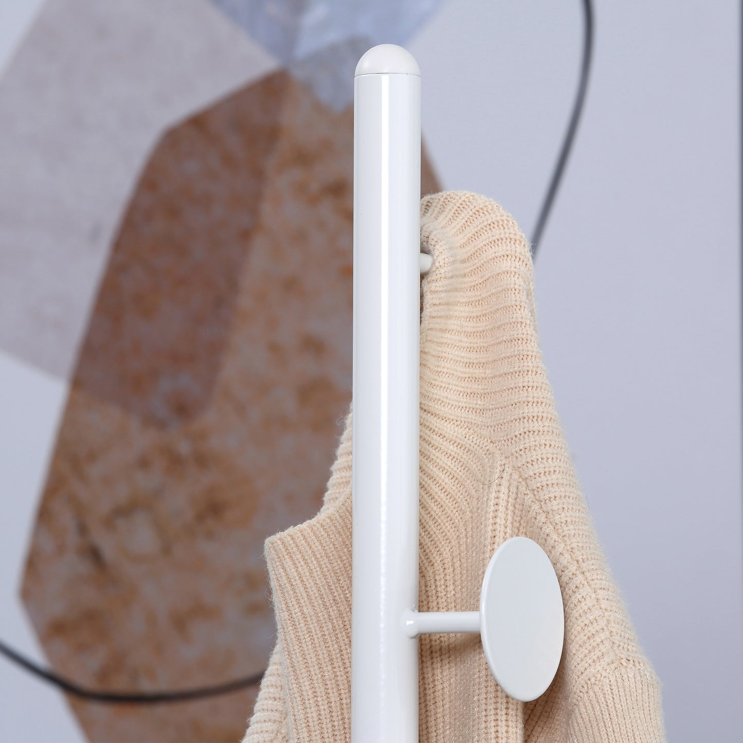 Coat Rack Free Standing Hall Tree with 8 Round Disc Hooks for Clothes, Hats,Purses, Steel Entryway Coat Stand with Marble Base for Entryway, Living Room, Bedroom, White, HOMCOM, 8