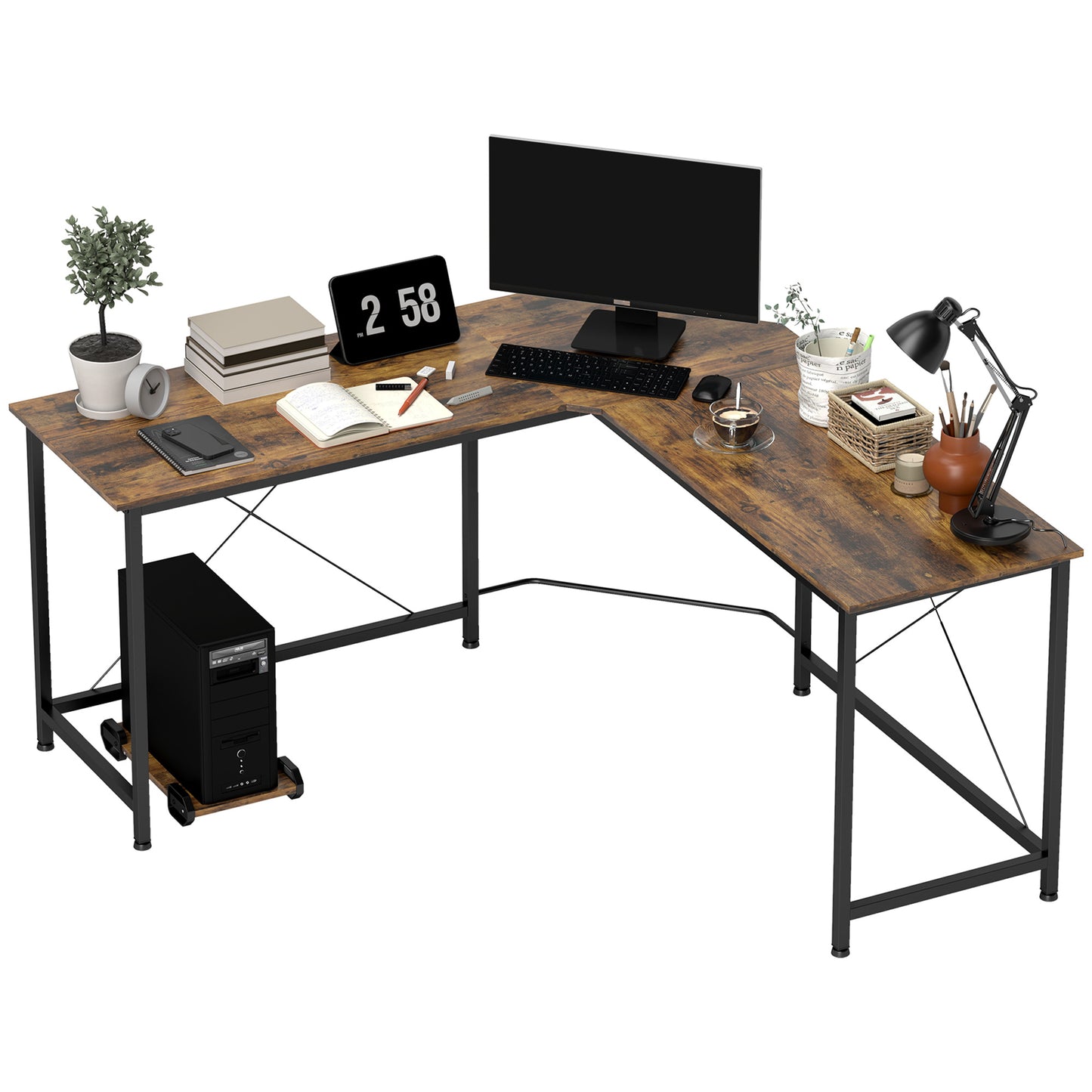 Corner Gaming Desk L-Shape Computer PC Workstation Home Office Three Worktop Writing Table 150 x 150 x 75 cm, HOMCOM, 1