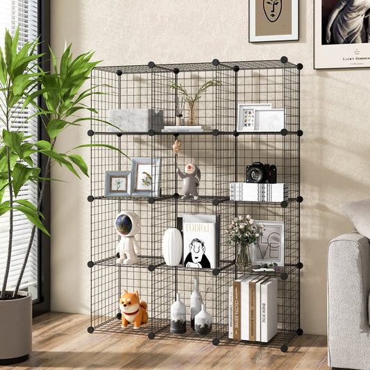 12 Wire Cube Storage Unit-Black, Costway, 1