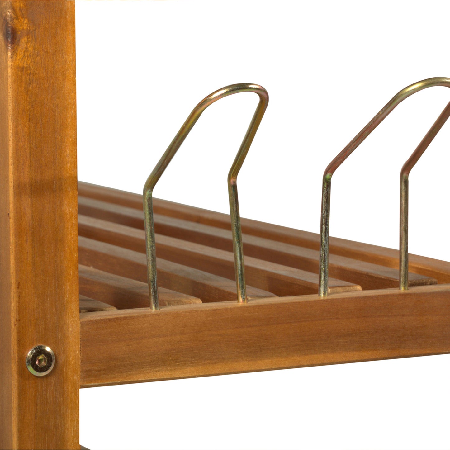 5-Tier Shoe Rack, Acacia Wooden Shoe Storage Organiser with Hangers, Holds up to 24 Pairs, for Entryway, Living Room, 64 x 26 x 82 cm, Teak, HOMCOM, 8