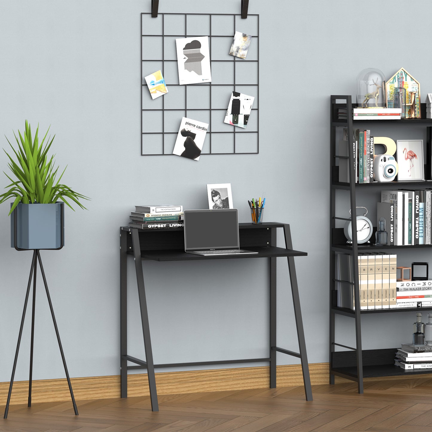 Writing Desk Computer Table Home Office PC Laptop Workstation Storage Shelf 84L x 45W cm Black, HOMCOM, 2