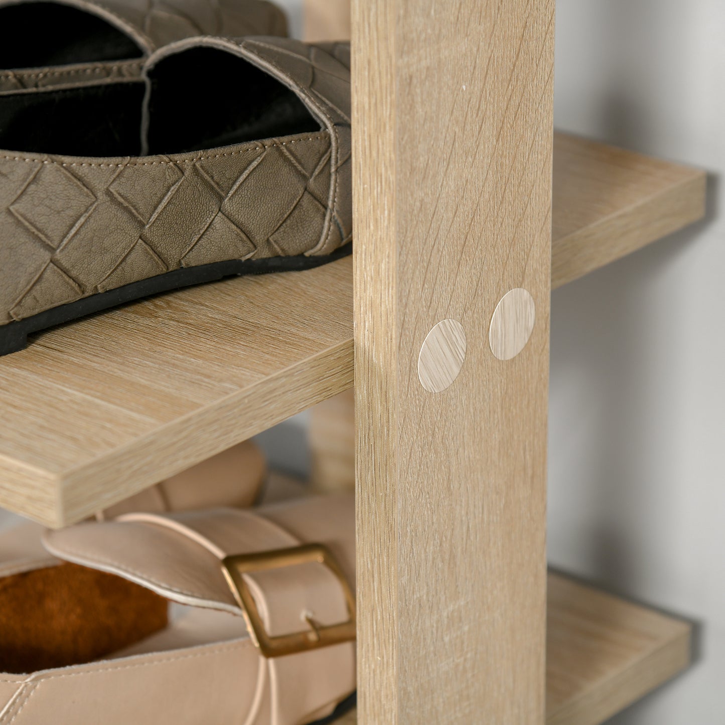 7 Tier Shoe Rack Organizer Storage Shelf Wooden Display Cabinet for Entryway Living Room Bedroom Oak, HOMCOM, 9