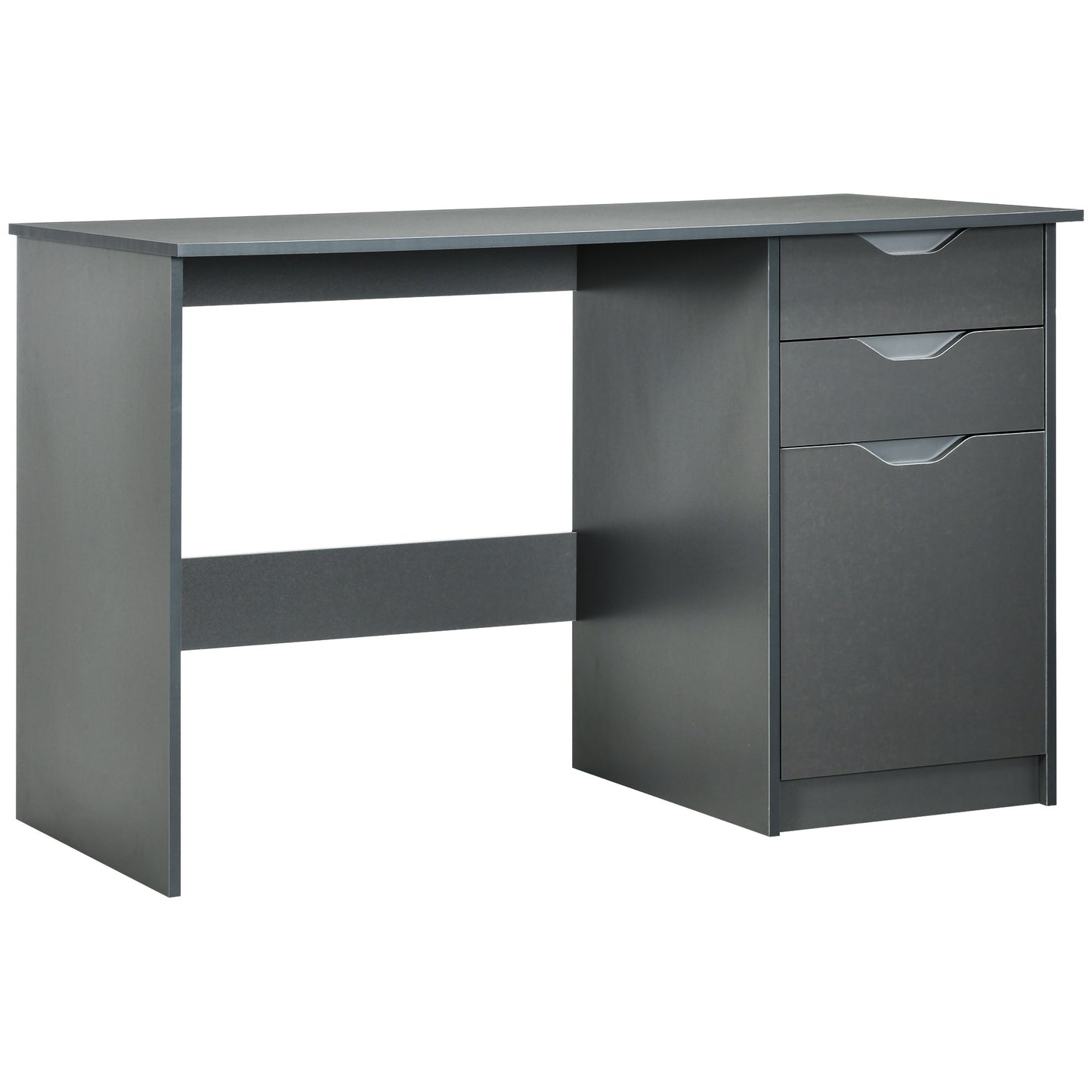 Computer Desk with Drawers, High Gloss Home Office Desk with Storage Cabinet, Study Workstation, 120 x 60cm, Grey, HOMCOM, 1