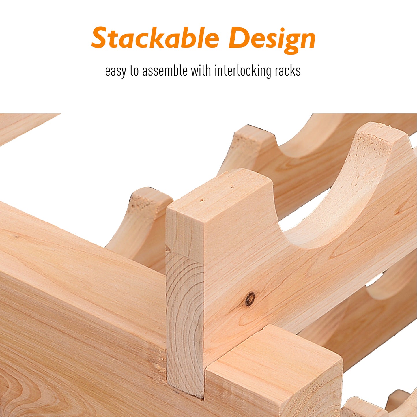 Six-Tier, 72 Bottle Wooden Wine Rack - Natural, HOMCOM, 8