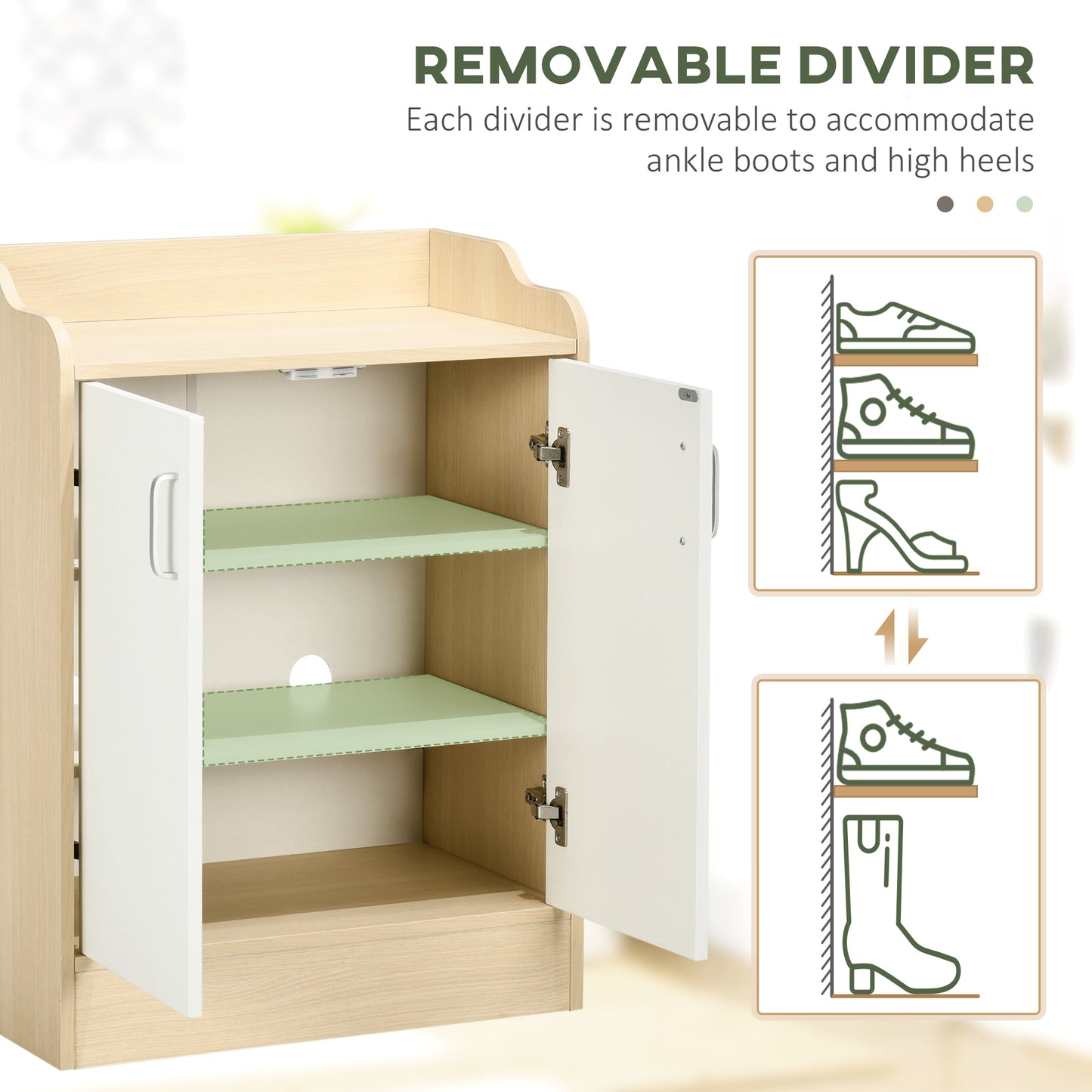 Shoe Storage Cabinet, 2 Door Shoe Cupboard with Adjustable 3 Shelves for 9 Pairs of Shoes for Hallways, Living Room, HOMCOM, 5