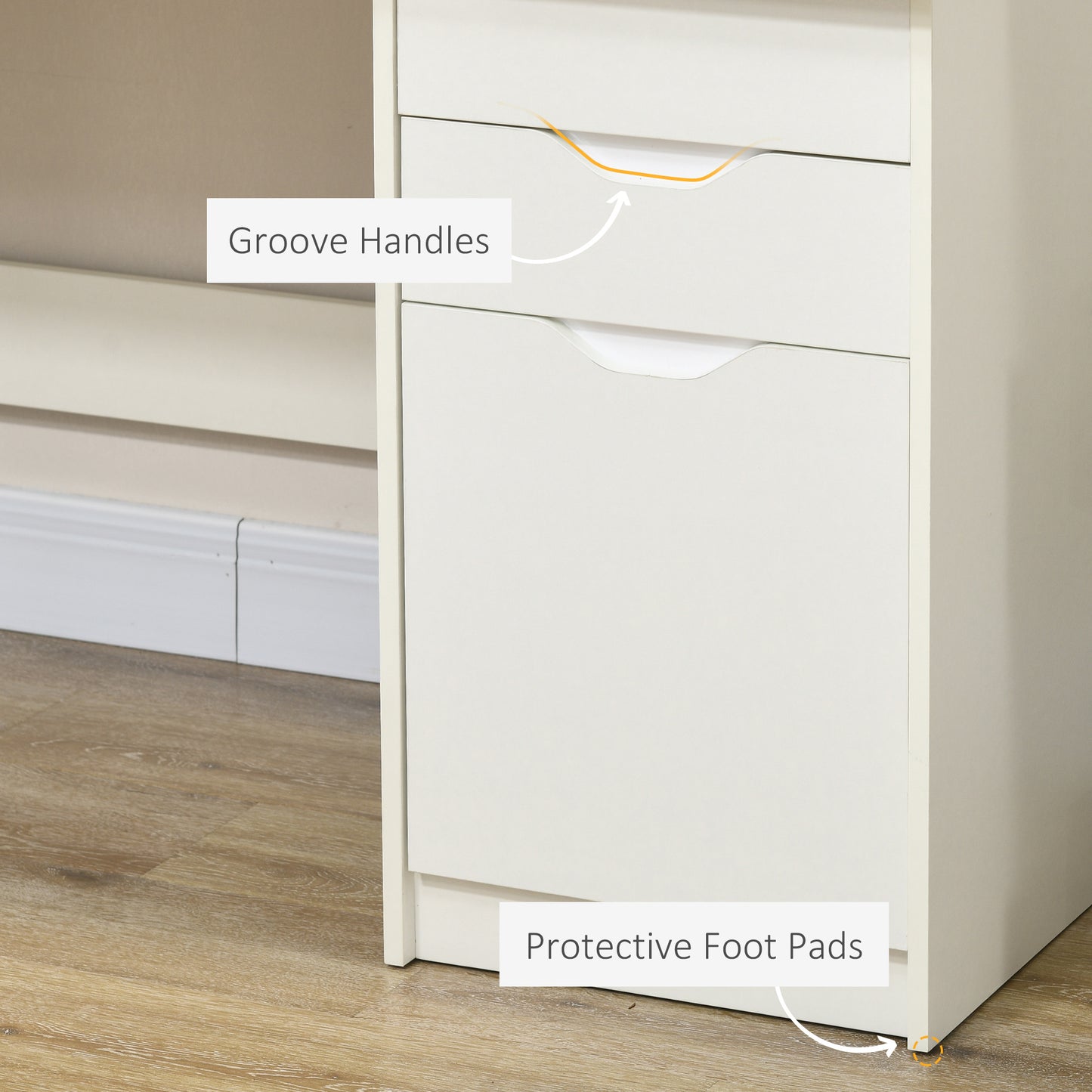 Computer Desk with Drawers, High Gloss Home Office Desk with Storage Cabinet, Study Workstation, 120 x 60cm, White, HOMCOM, 6
