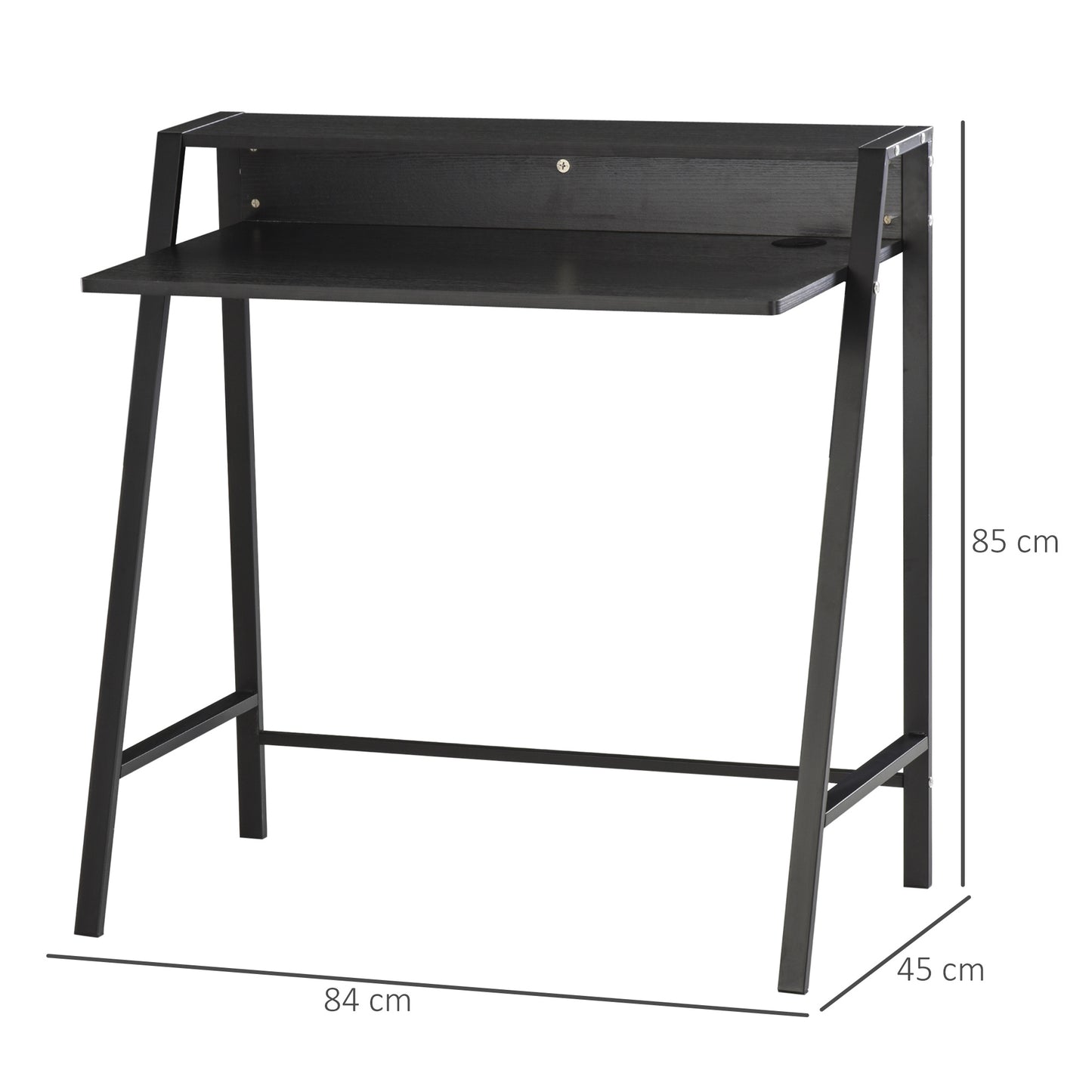 Writing Desk Computer Table Home Office PC Laptop Workstation Storage Shelf 84L x 45W cm Black, HOMCOM, 3