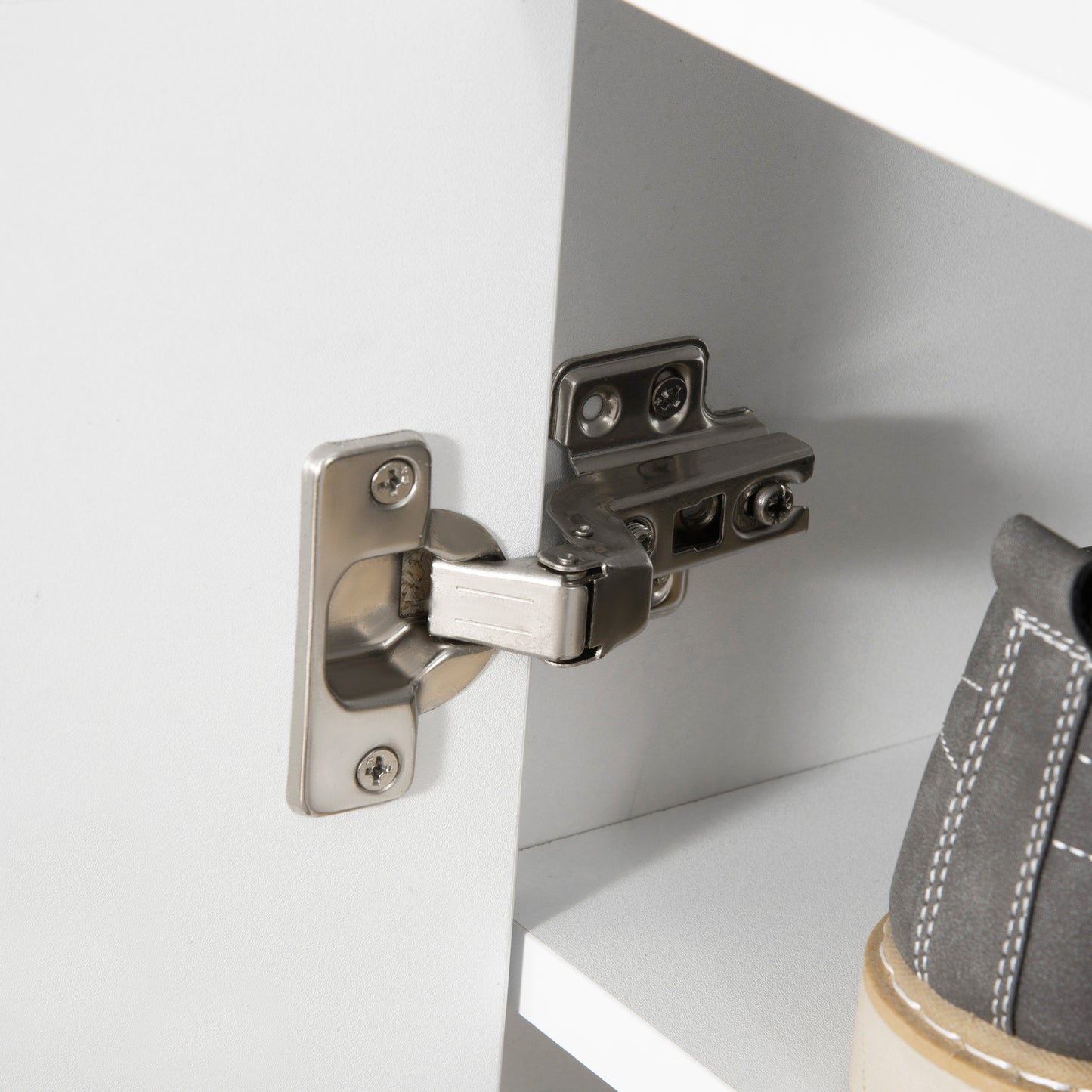 Modern Shoe Cabinet Storage Organizer with Doors and Shelves for Hallway & Entryway, 60L x 30W x 92Hcm, White, HOMCOM, 9