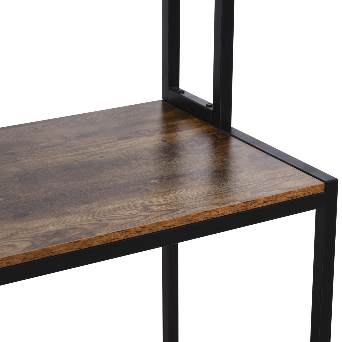 Reversible L Shaped Desk with Hutch, Industrial Computer Desk, Corner Desk with Storage Compartments and Steel Frame for Home Office, Study, 140 x 125cm, Brown, HOMCOM, 9