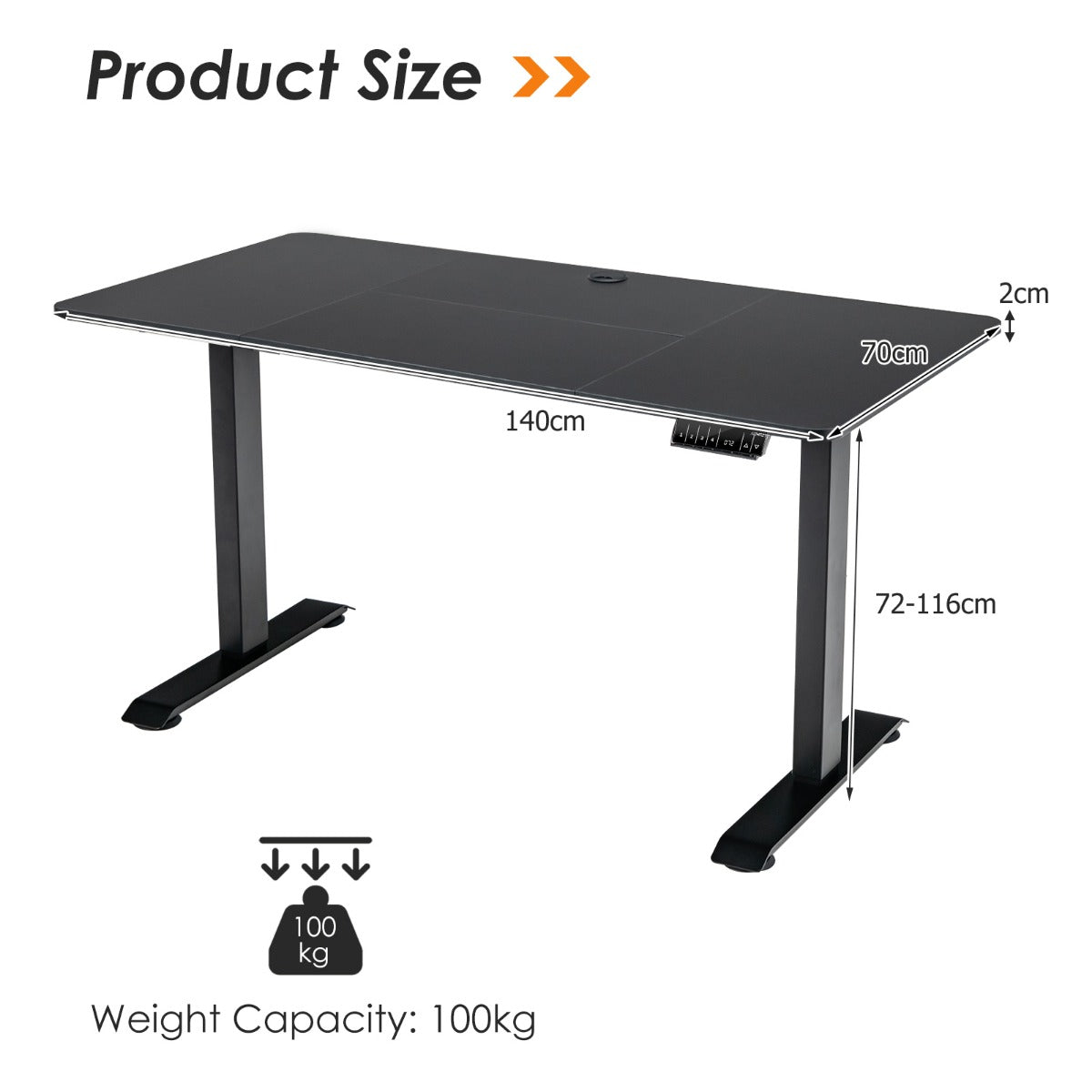 Electric Height Adjustable Standing Desk with Memory Smart Presets and Anti-Collision Function-Black, Costway, 4