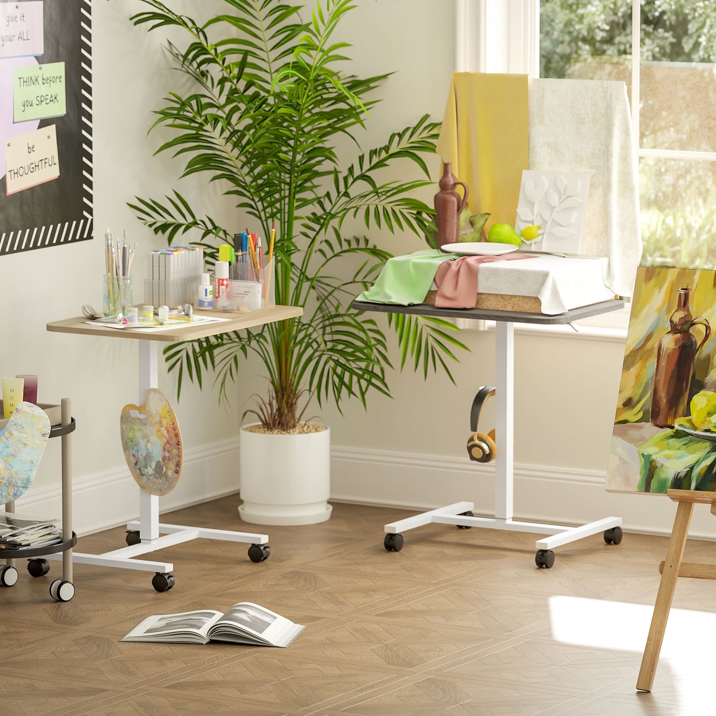 75-115cm Manual Adjustable Sit-To-Stand Desk - White/Grey, HOMCOM, 9