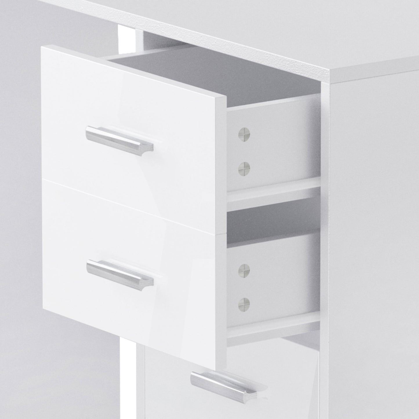 Computer Desk with Drawers, Dressing Table, High Gloss Home Office Writing Workstation, White, HOMCOM, 8