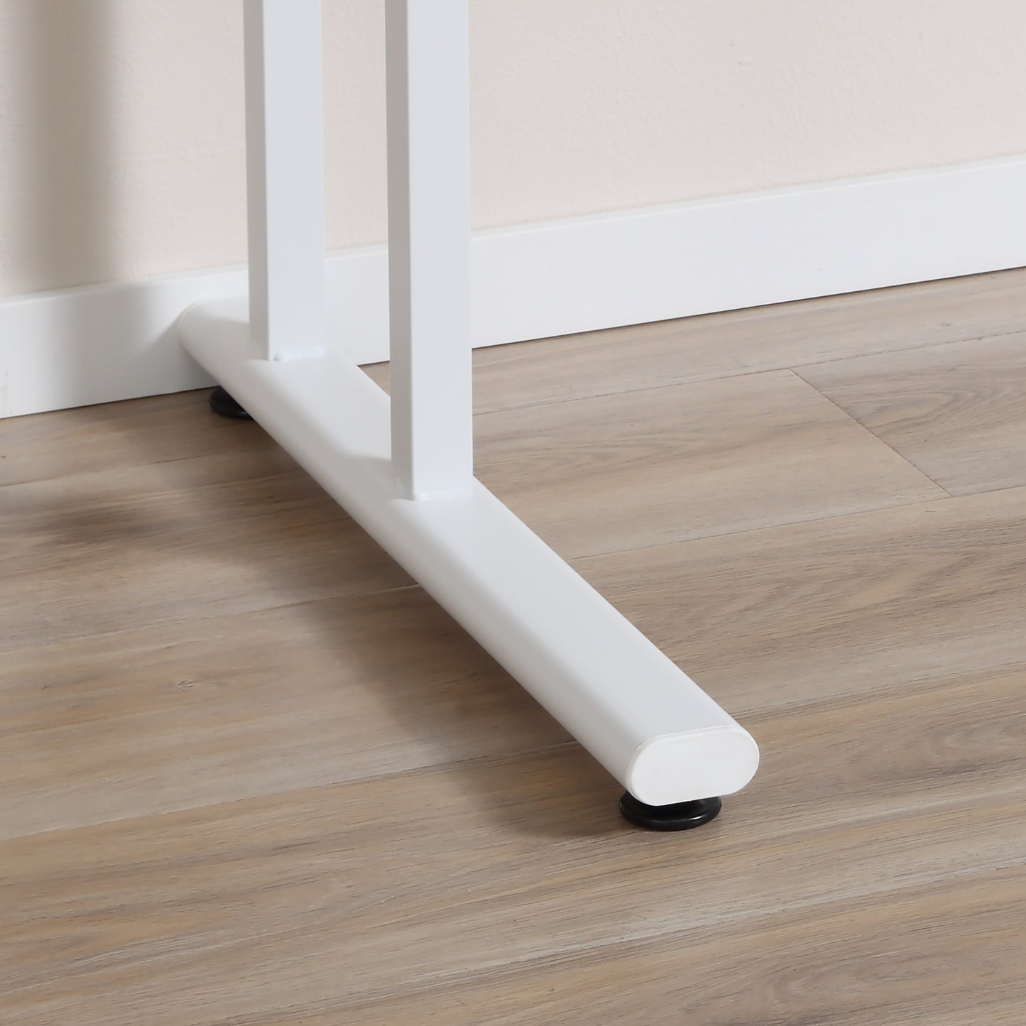 Computer Desk, Home Office Desk, Writing Table, 120x60x75cm Laptop Workstation with 2 Cable Management Holes, C Shaped Metal Legs for Adults, White, HOMCOM, 9