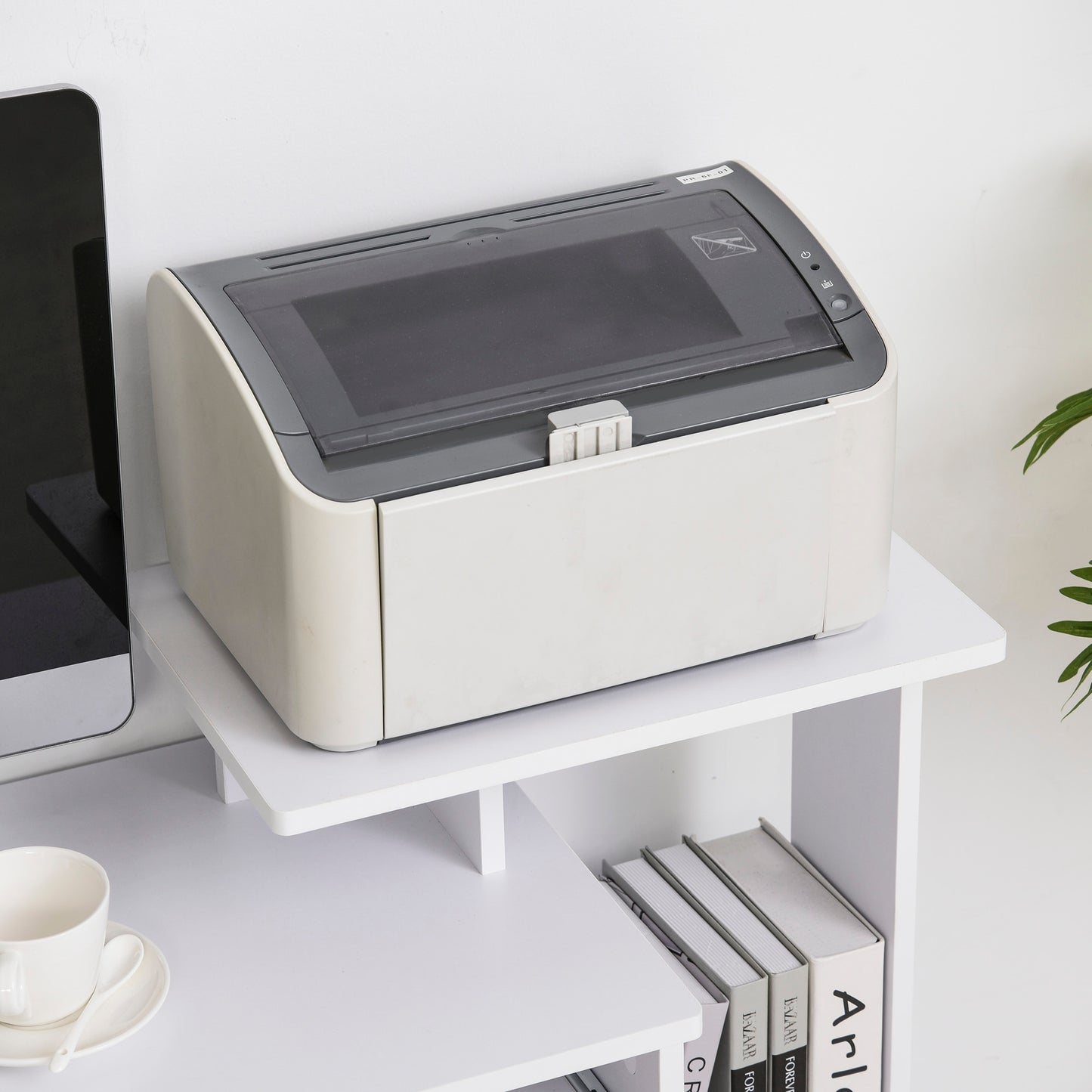 Computer Desk with Sliding Keyboard Tray Storage Drawer Shelf Home Office Workstation White, HOMCOM, 7