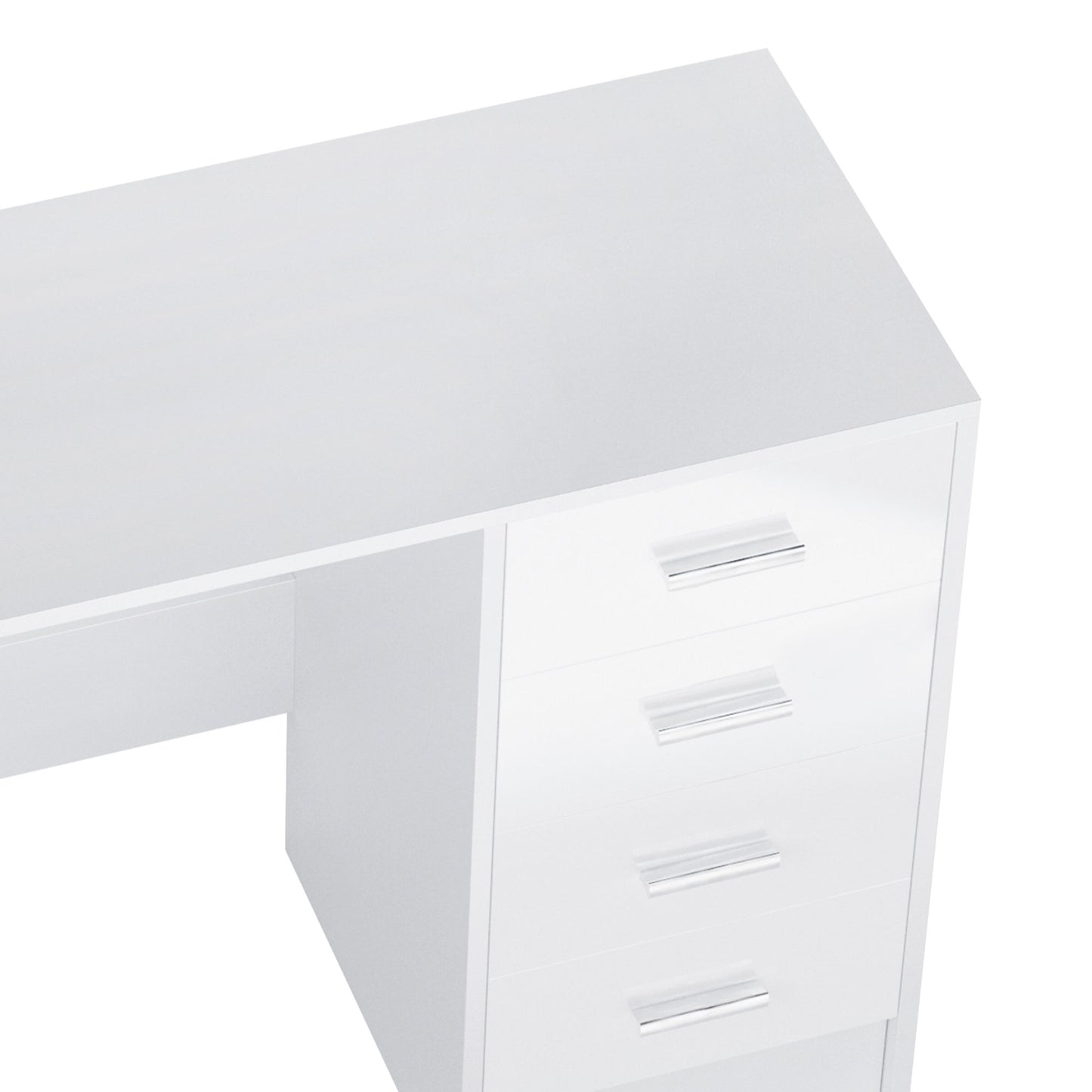 Computer Desk with Drawers, Dressing Table, High Gloss Home Office Writing Workstation, White, HOMCOM, 6
