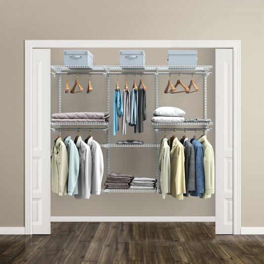 Closet Organiser System with Hanging Rod and Adjustable Metal Rail, Costway, 2