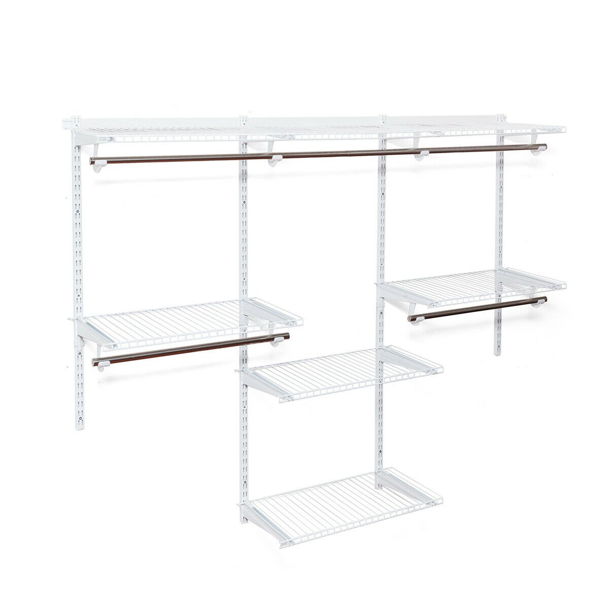 Closet Organiser System with Hanging Rod and Adjustable Metal Rail, Costway, 1