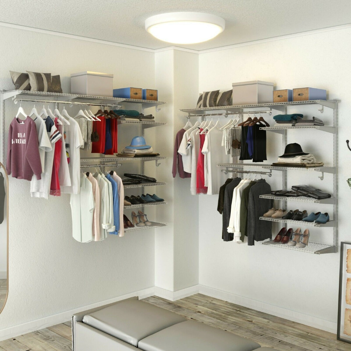 Wall Mounted Closet System with Hanging Rod for Bedroom, Costway, 3