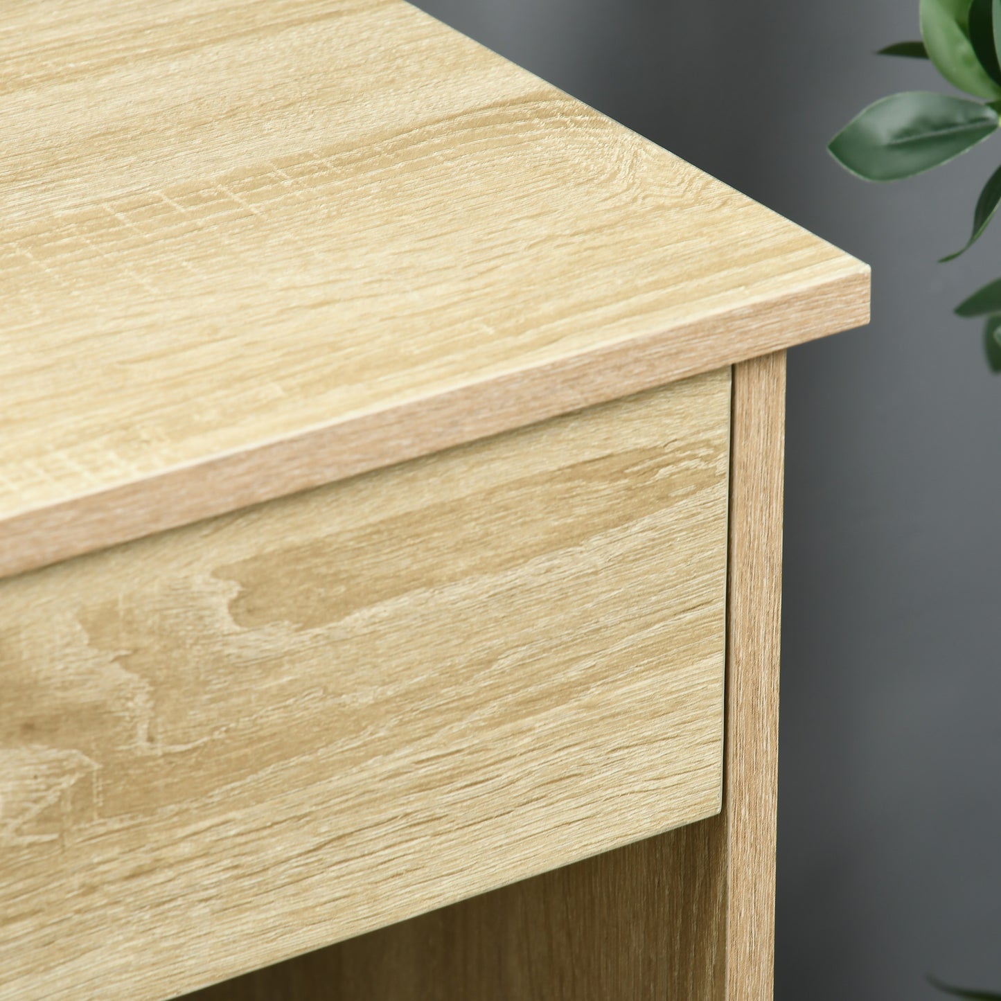 Computer Desk, Home Office Desk with Lockable Drawer, Storage Shelf for Study Bedroom, 110 x 50 x 76 cm, Oak, HOMCOM, 8