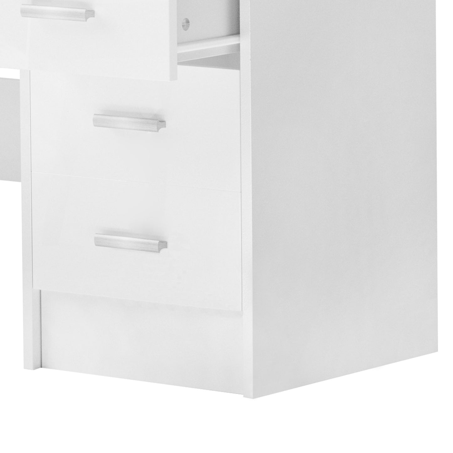 Computer Desk with Drawers, Dressing Table, High Gloss Home Office Writing Workstation, White, HOMCOM, 9