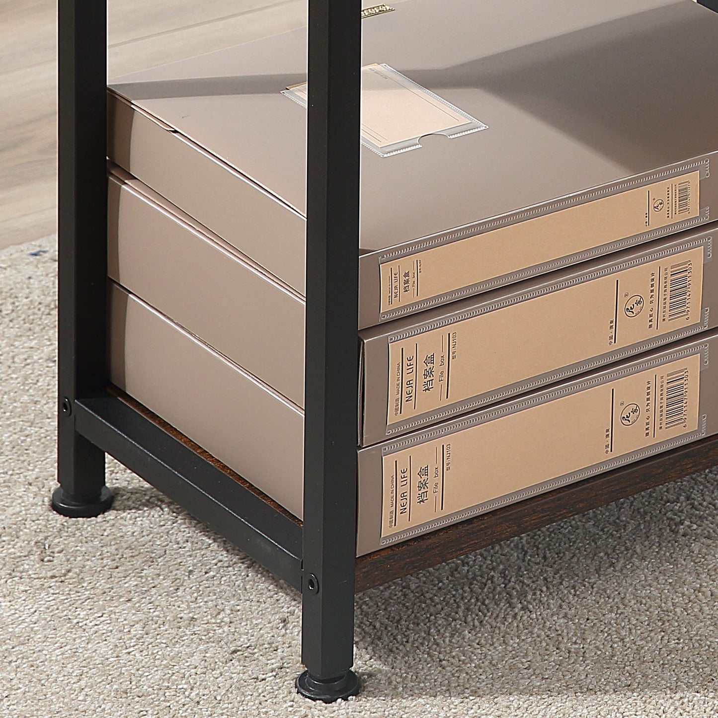 Computer Desk with 4-Tier Storage Shelf, Study Table, Home Office Desk with Bookshelf and Metal Frame, 120 x 70 x 120cm, Brown, HOMCOM, 7