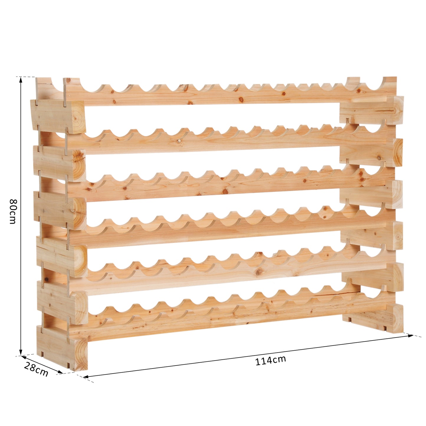 Six-Tier, 72 Bottle Wooden Wine Rack - Natural, HOMCOM, 3