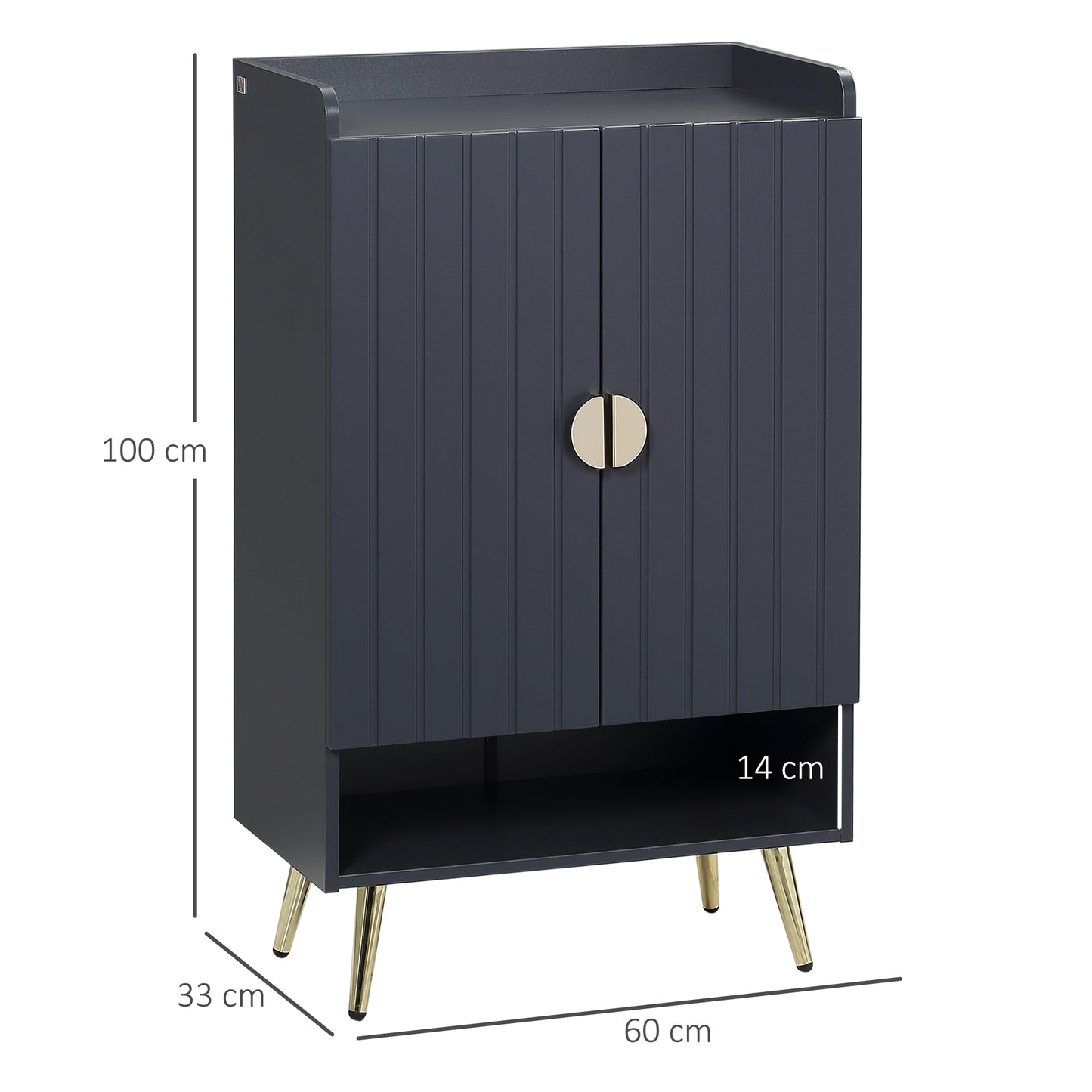 Modern Shoe Cabinet with 2 Doors, Open Shelf and Adjustable Shelves, Hallway Shoe Cupboard for 15 Pairs of Shoes, Entryway Storage Unit, Grey, HOMCOM, 3