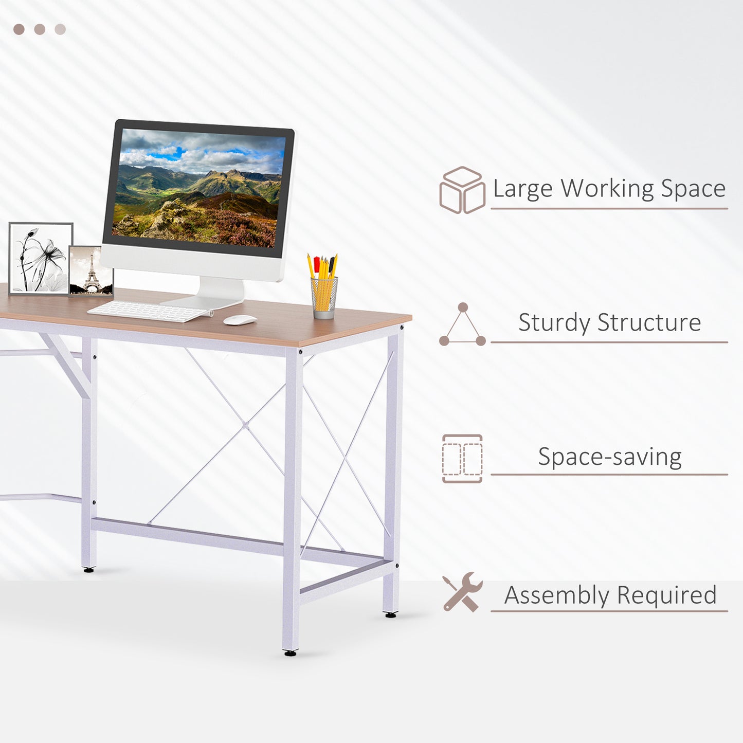 L-Shaped Corner Desk, Computer Desk for Home Office, Space-Saving Study Workstation, Easy to Assemble, 150 x 150 x 76cm, Oak, HOMCOM, 6