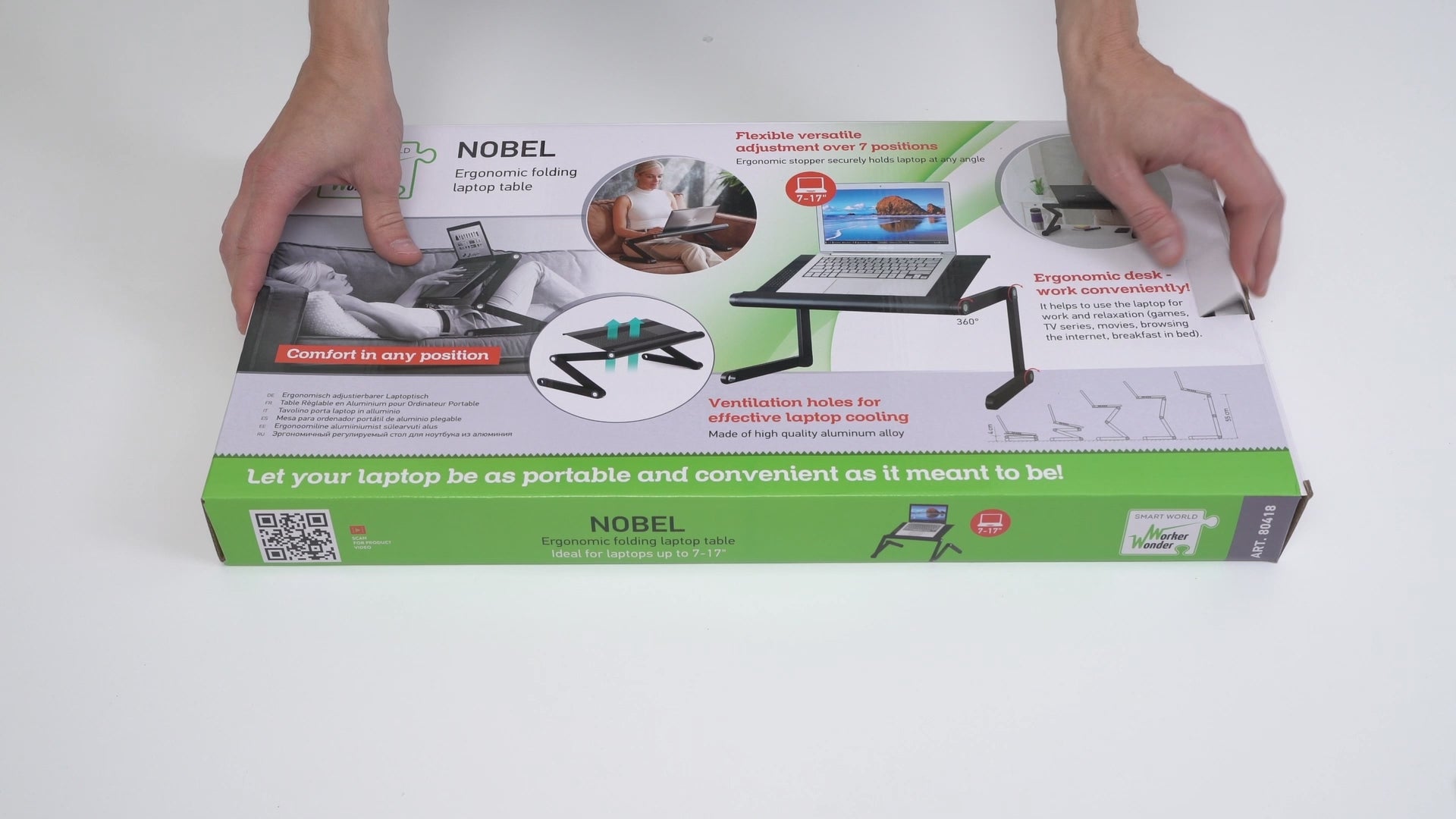 Laptop Stand, Laptop Stand for Bed, Adjustable Laptop Stand, Folding Laptop Stand, Cooling Tray, WonderWorker Nobel, 11