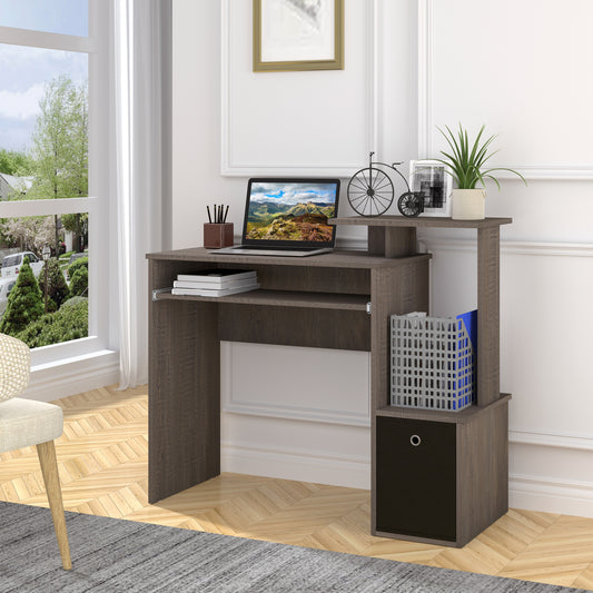 Computer Desk with Sliding Keyboard Tray Storage Drawer Shelf Home Office Workstation Grey, HOMCOM, 2